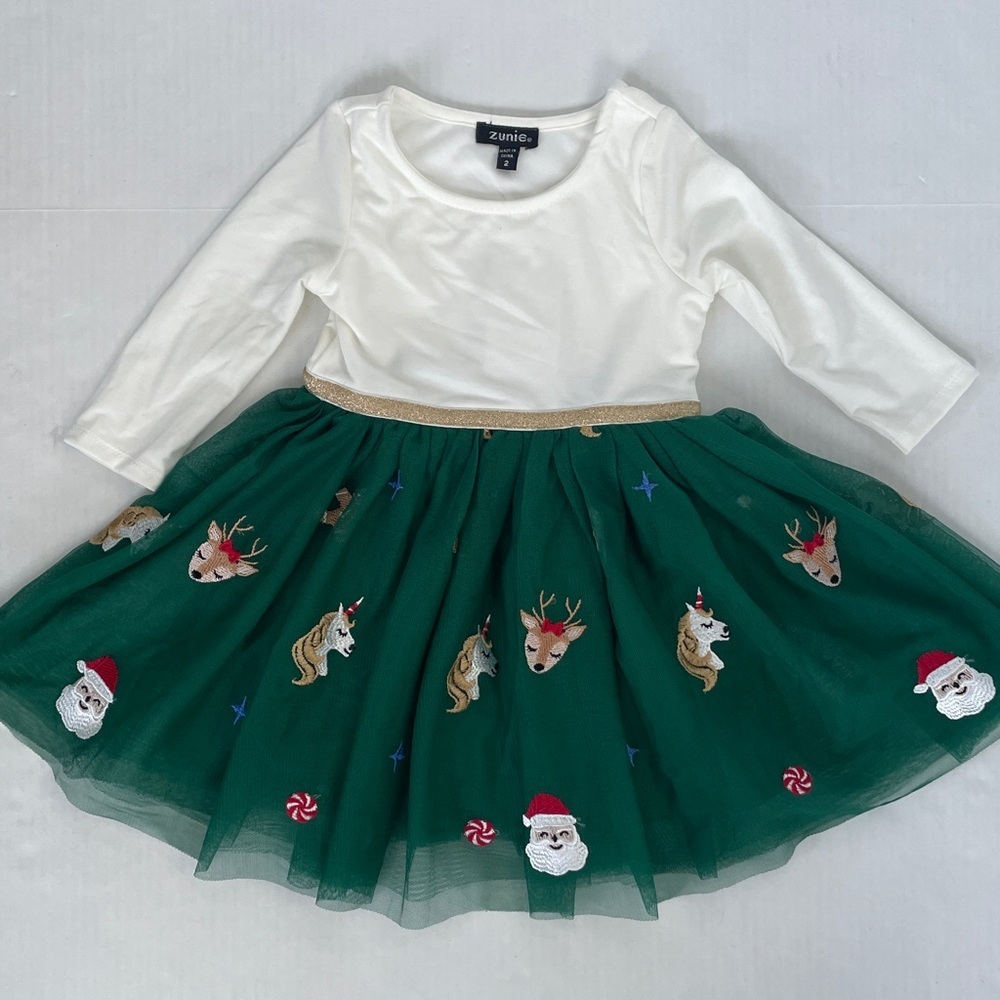 Zunie Girls Ballerina Embroidered Tulle Dress Holiday Christmas Size 2